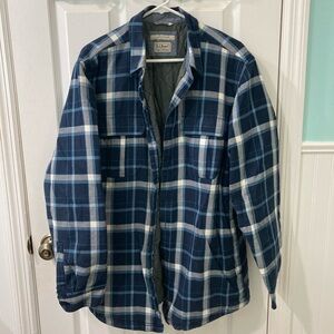 ❌ SOLD ❌   L.L. Bean Blue and White Flannel Slightly Fitted Button Down Jacket